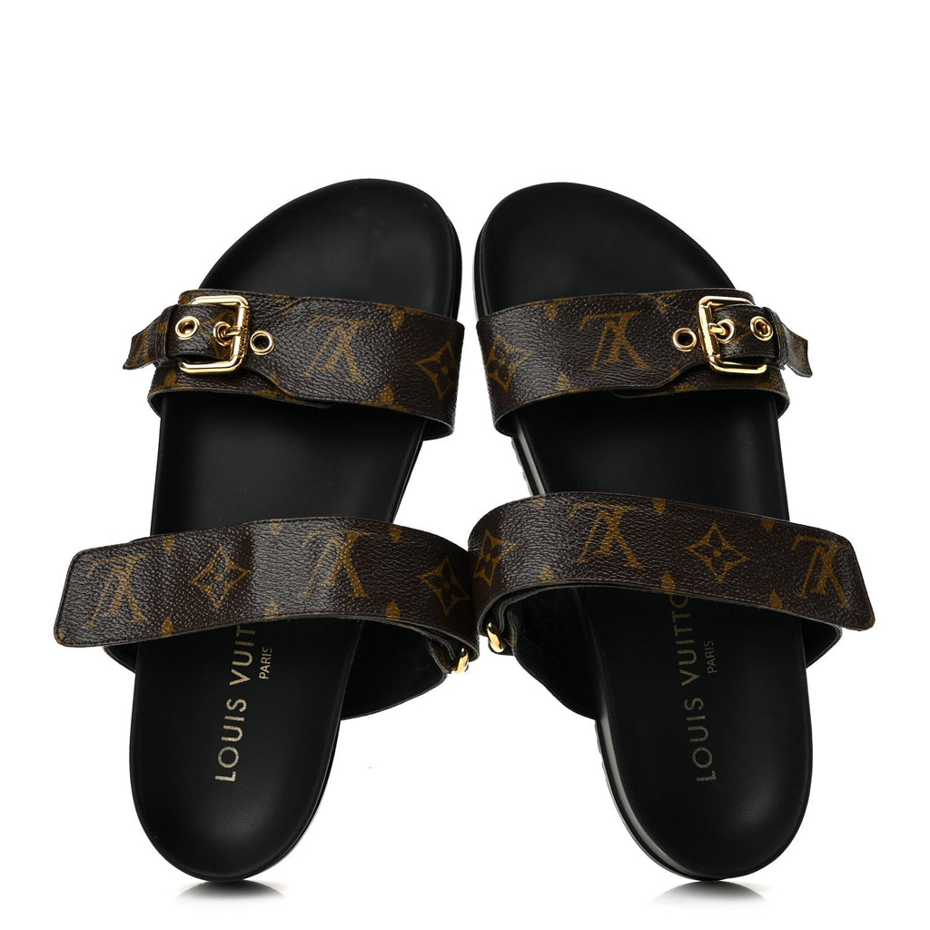 Monogram Bom Dia Mule Sandals 37.5 Black
