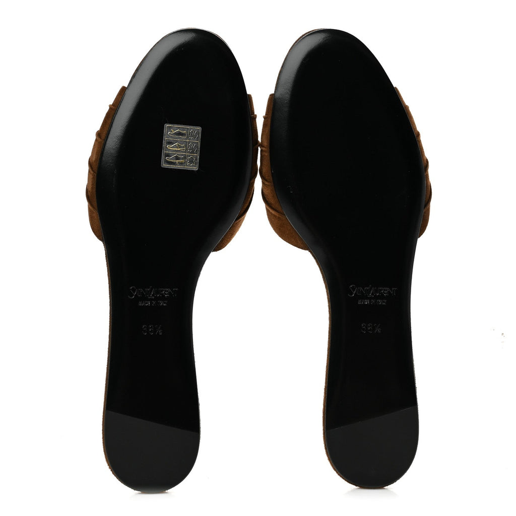 Suede Babylone Slide Sandals 36.5 Dark Havana
