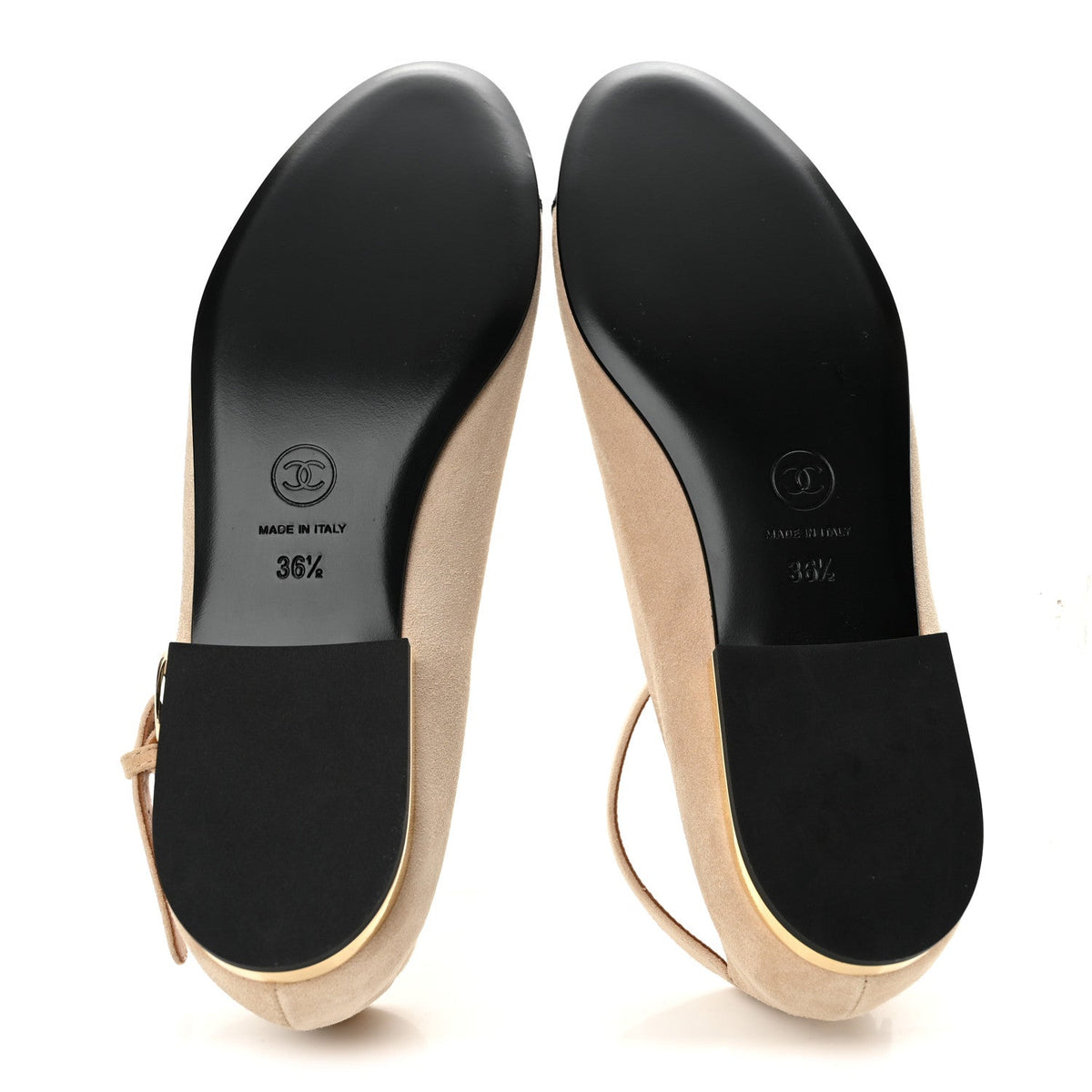 Suede Patent Cap Toe CC Mary Jane Flats 36.5 Light Pink Black