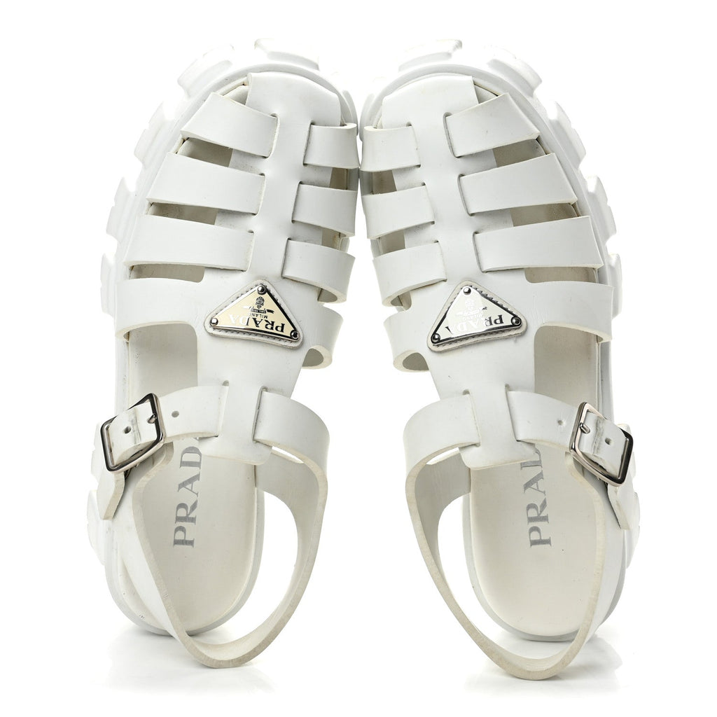 Foam Rubber Triangle Logo Monolith 55mm Cage Sandals 38 White