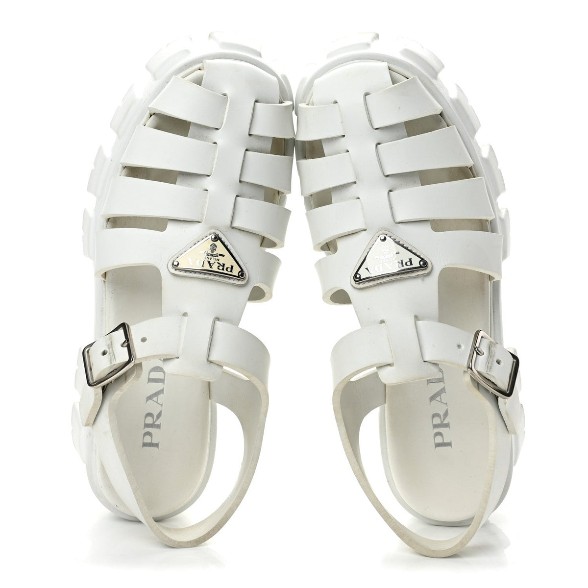 Foam Rubber Triangle Logo Monolith 55mm Cage Sandals 38 White