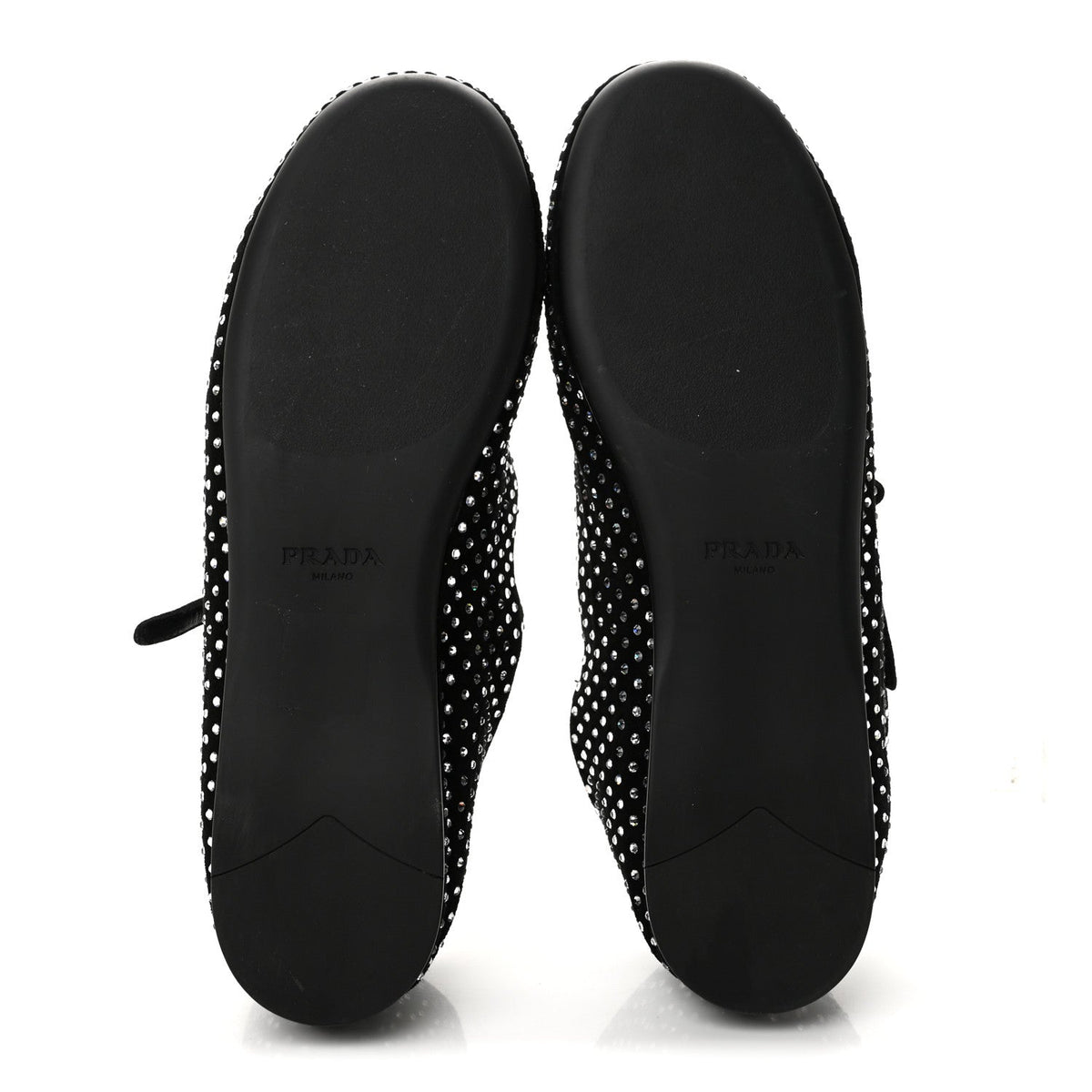 Suede Crystal Studded Ballerina Flats 38 Black