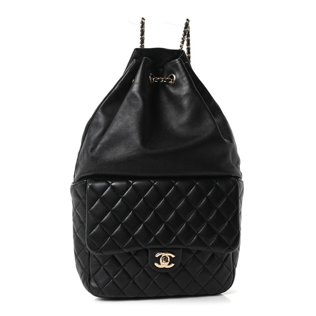 Lambskin Quilted Large in Seoul Backpack Black