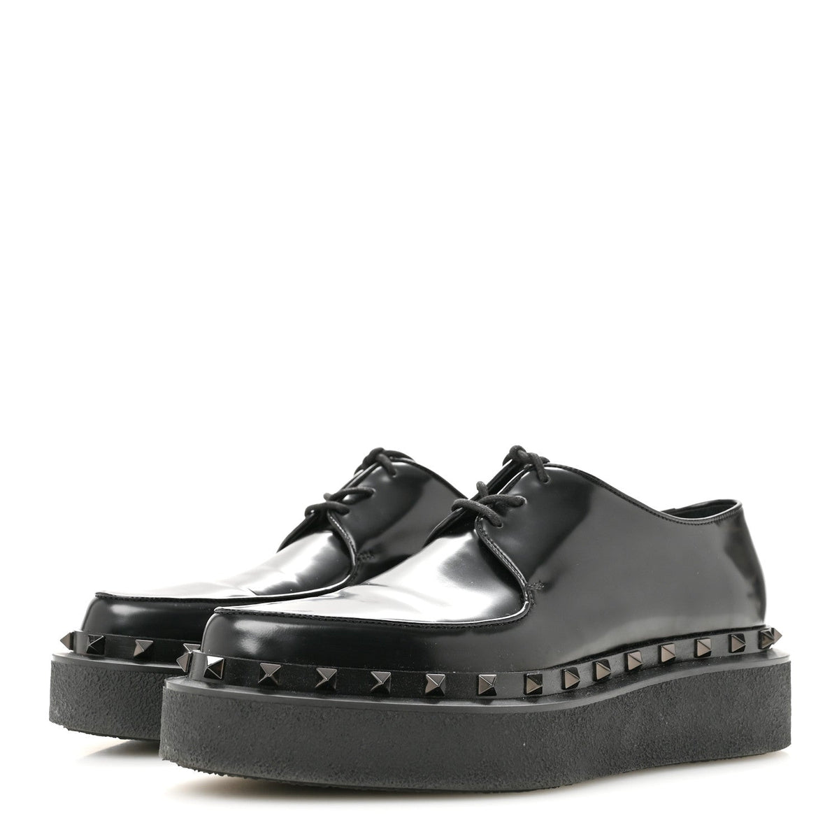 Calfskin Rockstud Womens M-Way Derby Loafers 39.5 Black
