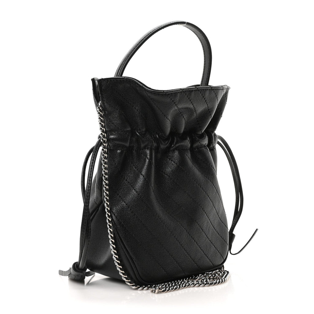 Sakai Be Green Calfskin Diagonal Stitched Mini Blondie Bucket Bag Black