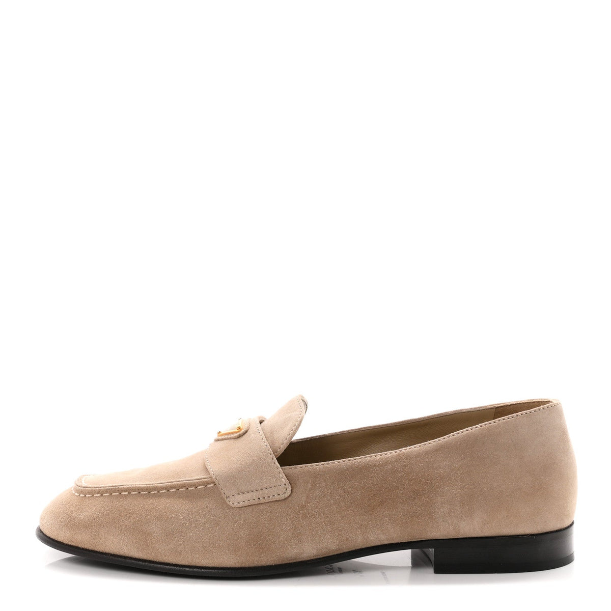 Suede Calfskin Metal Triangle Logo 10mm Loafers 38.5 Corda