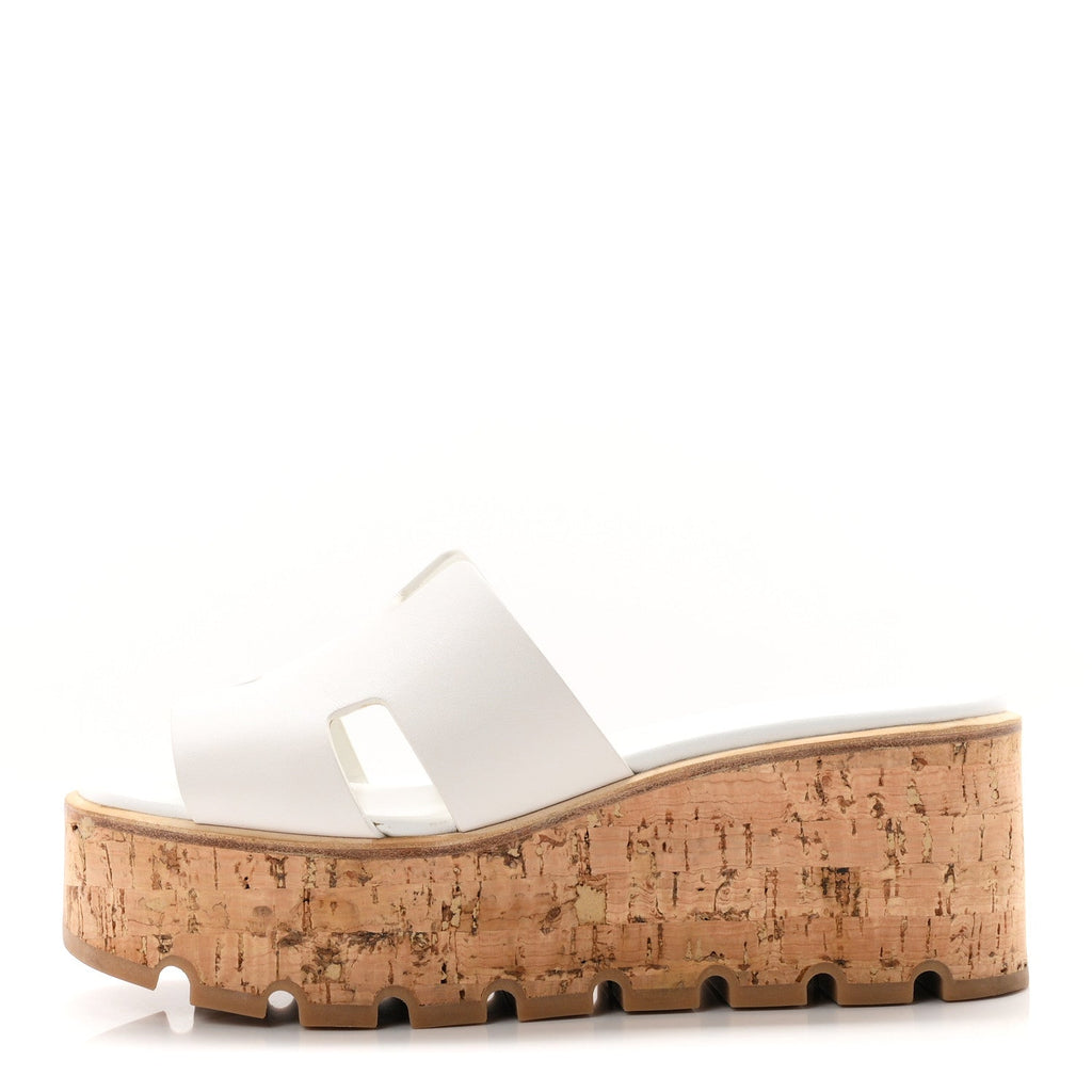 Calfskin Cork Eze 30 Sandals 37 White