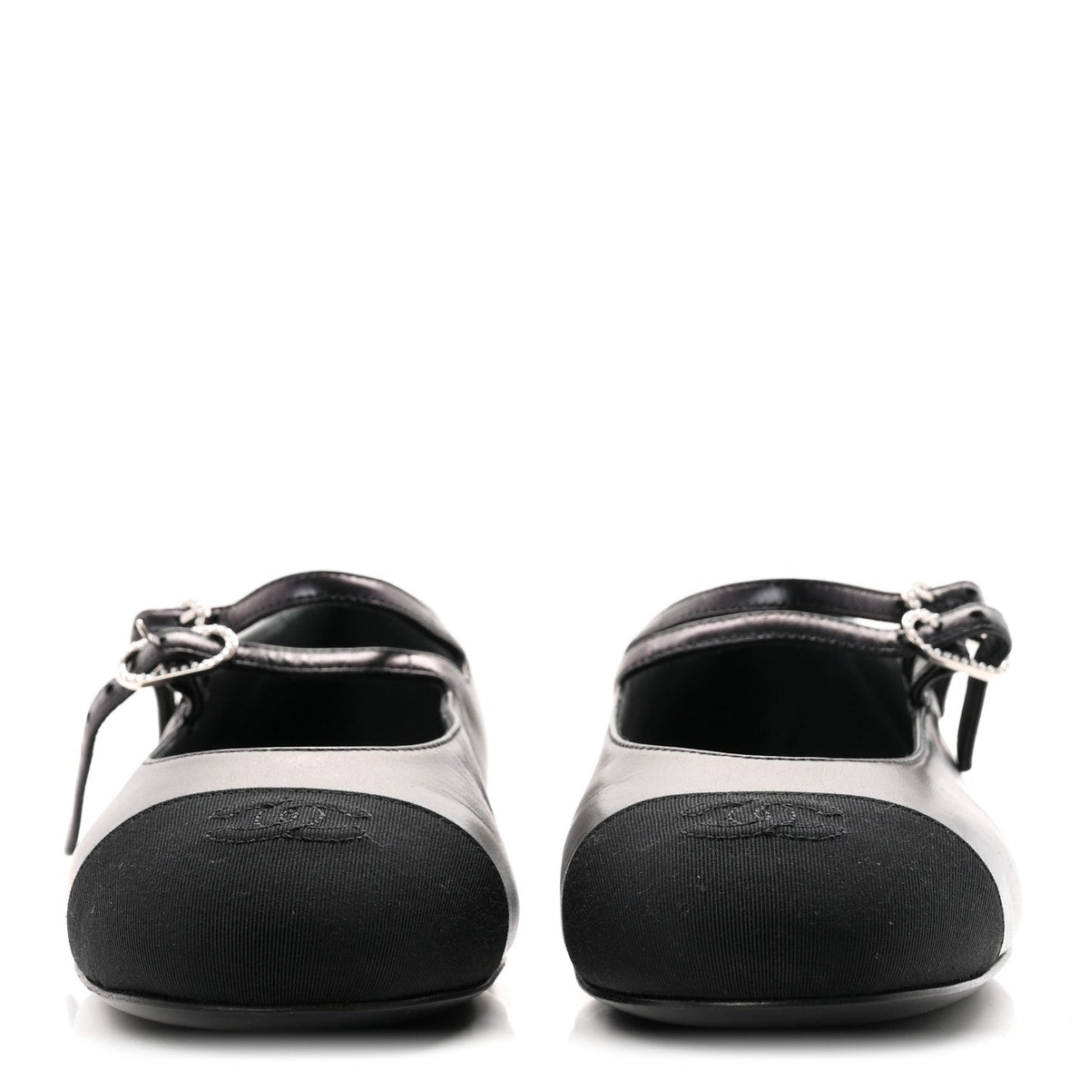 Lambskin Grosgrain Pearl Mary Jane Flats 38 Black