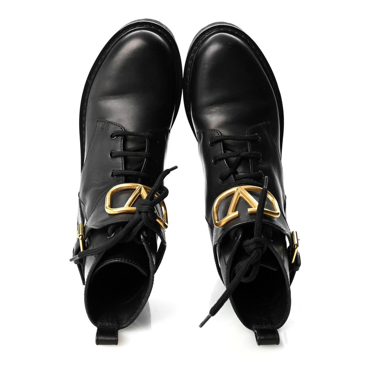 Calfskin Womens VLOGO 35mm Combat Boots 38.5 Black
