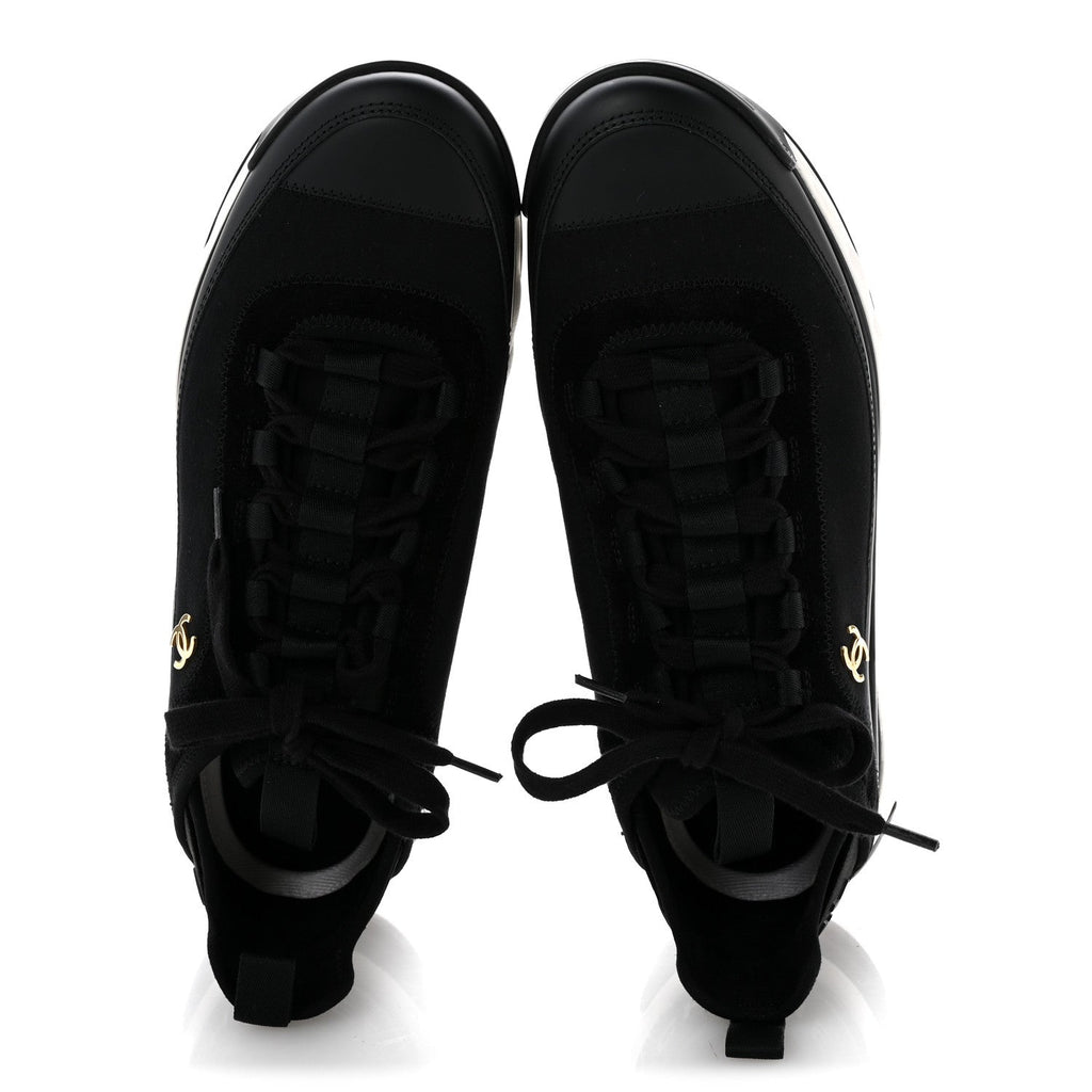 Velvet Calfskin Mixed Fibers CC Sneakers 41.5 Black