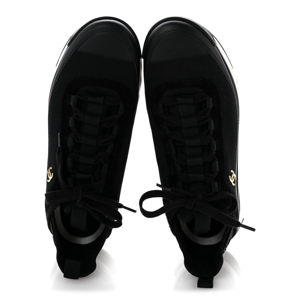 Velvet Calfskin Mixed Fibers CC Sneakers 41.5 Black