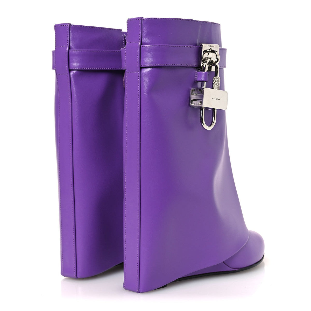 Calfskin Shark Lock Ankle Boots 35 Ultraviolet