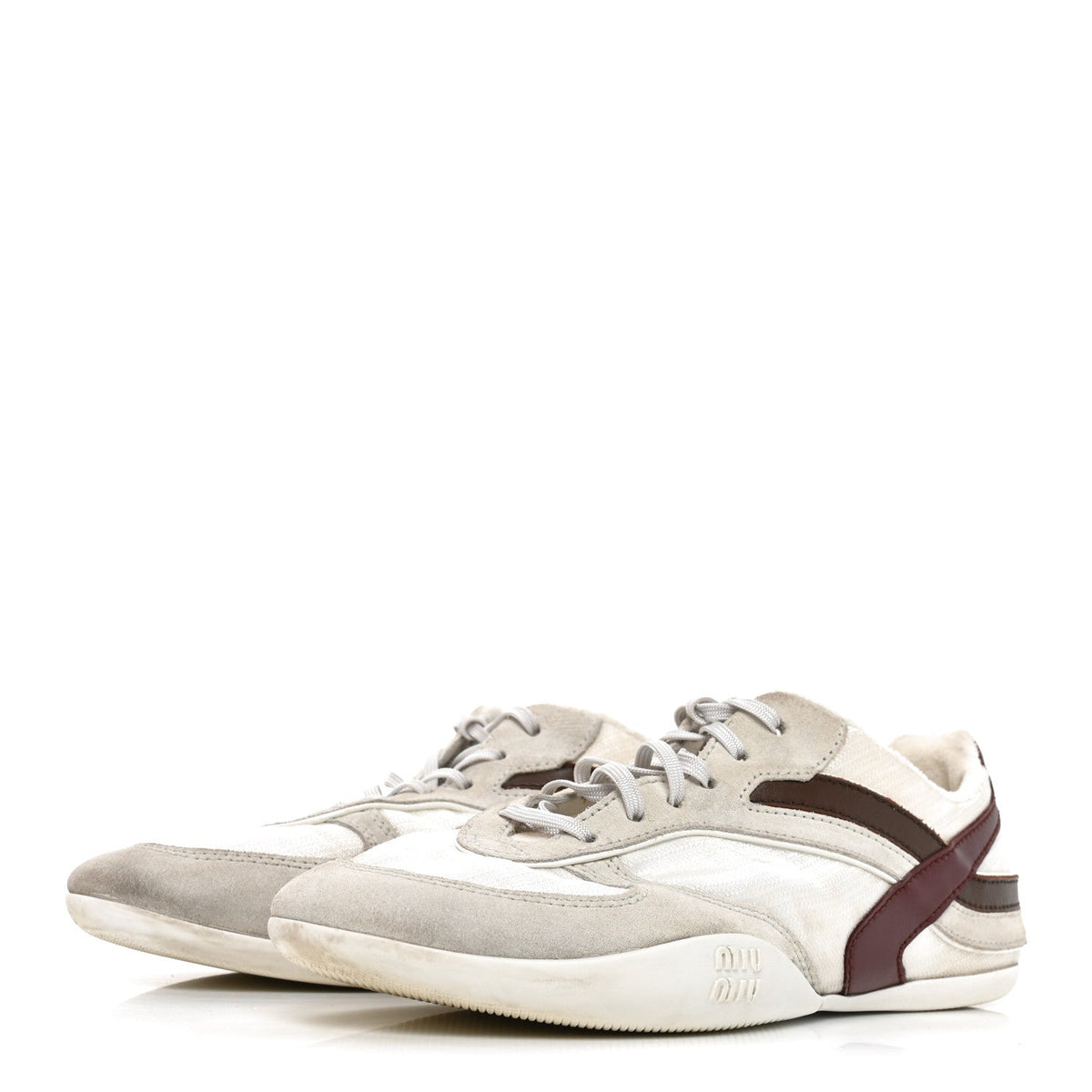 Technical Fabric Suede Gymnasium Sneakers 38 White Burgundy