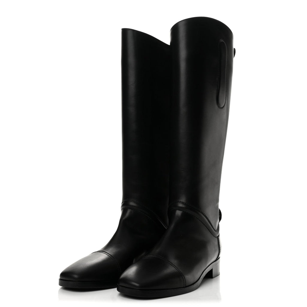 Calfskin Hippique Riding Boots 35 Black