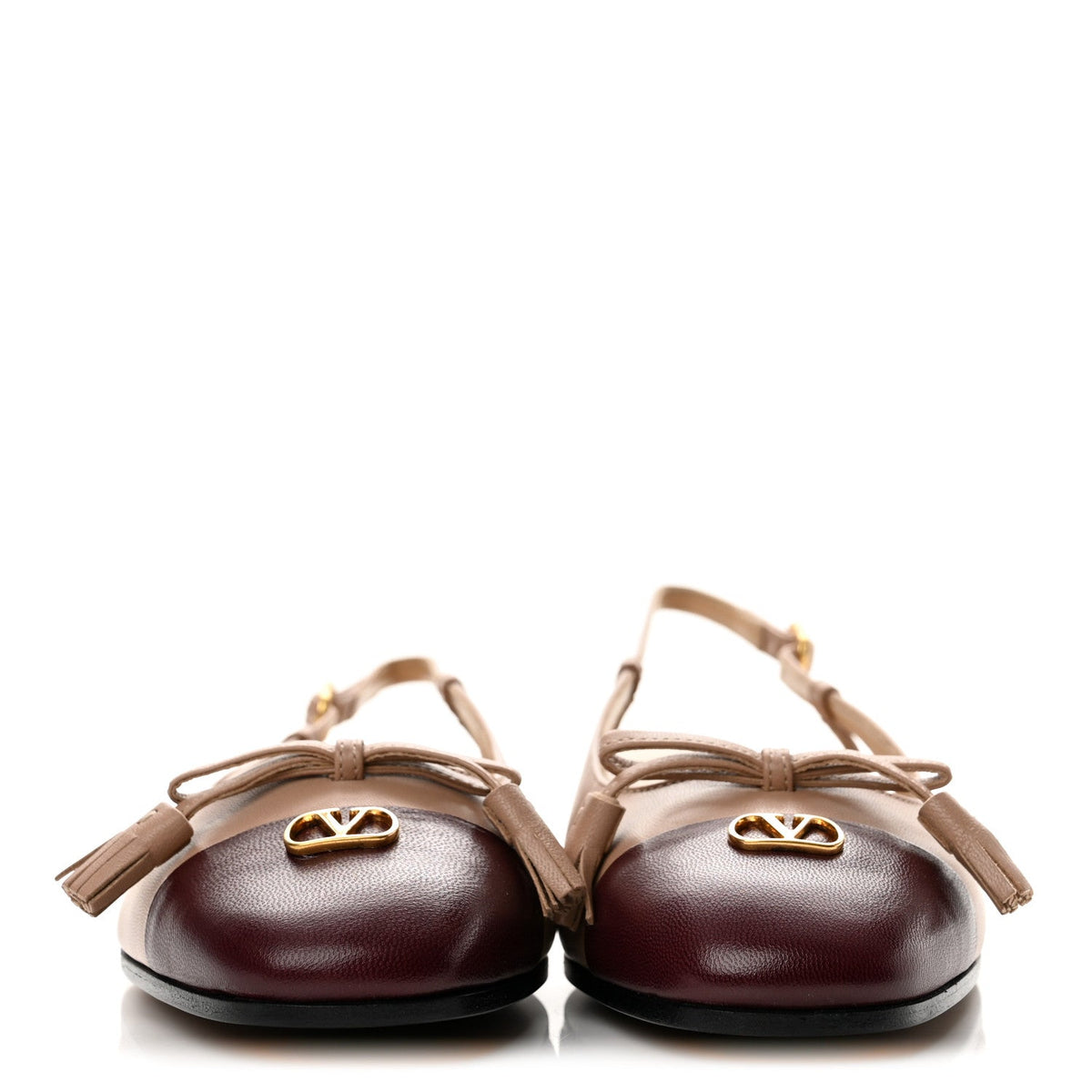 Calfskin VLogo Valet Du Roi Slingback Ballerina Flats 38 Rose Cannelle Garnet