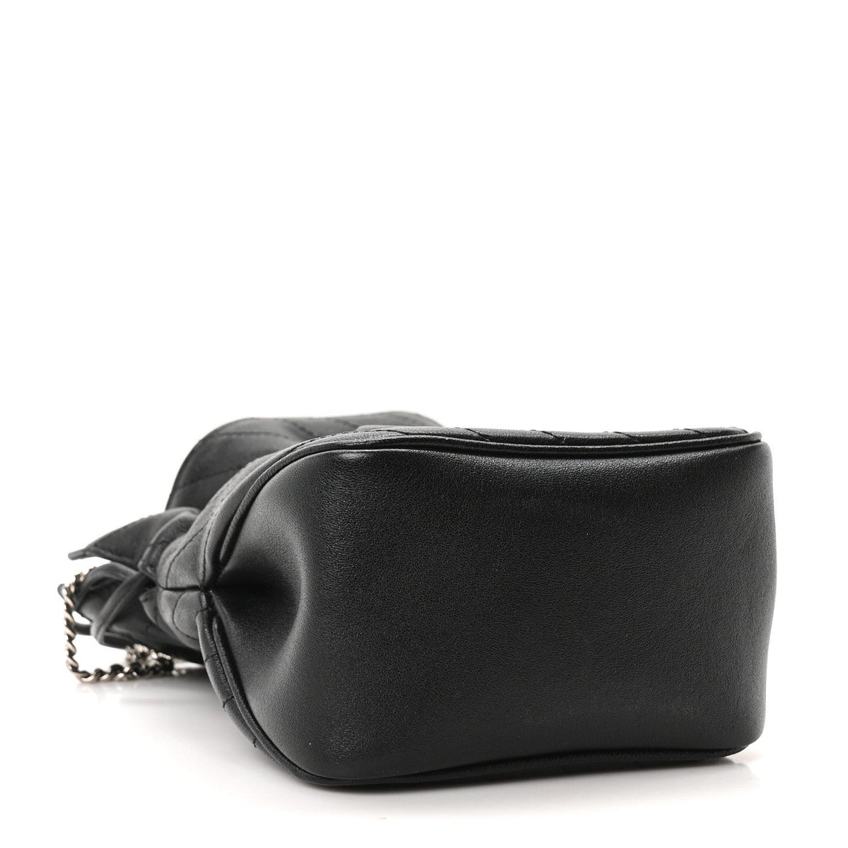 Sakai Be Green Calfskin Diagonal Stitched Mini Blondie Bucket Bag Black