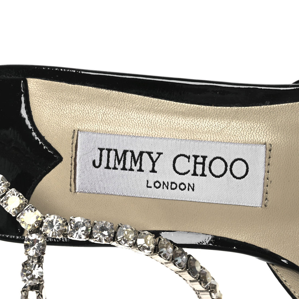 Patent Crystal Saeda Flats 38 Black