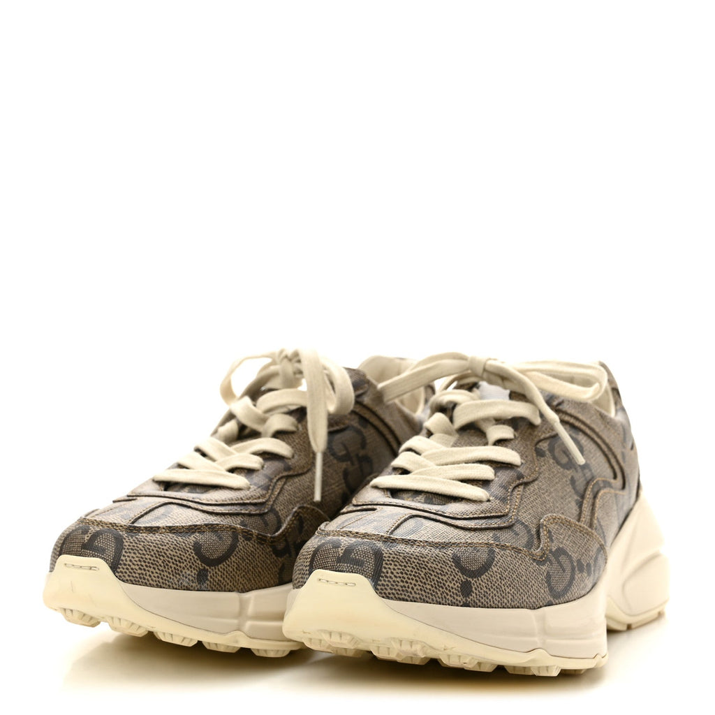 Maxi GG Supreme Monogram Gucci 100 Womens Rhyton Sneakers 37.5 Beige Ebony