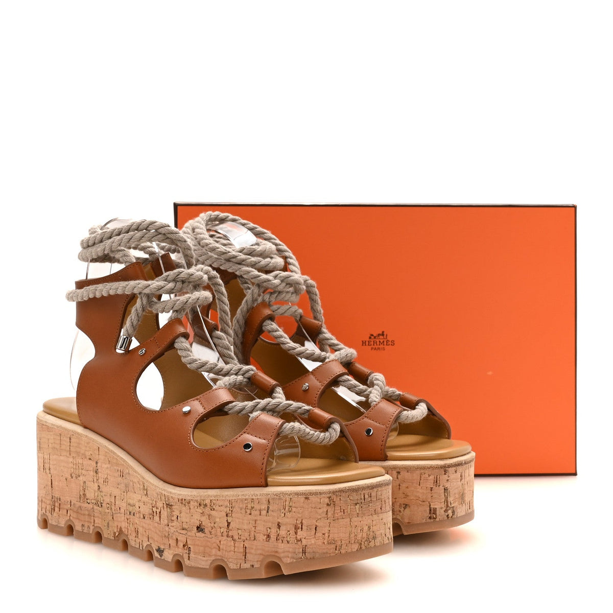 Calfskin Cork Medusa 30 Sandals 37 Naturel