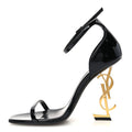 Patent Calfskin Opyum 110 Sandals 37.5 Black Gold