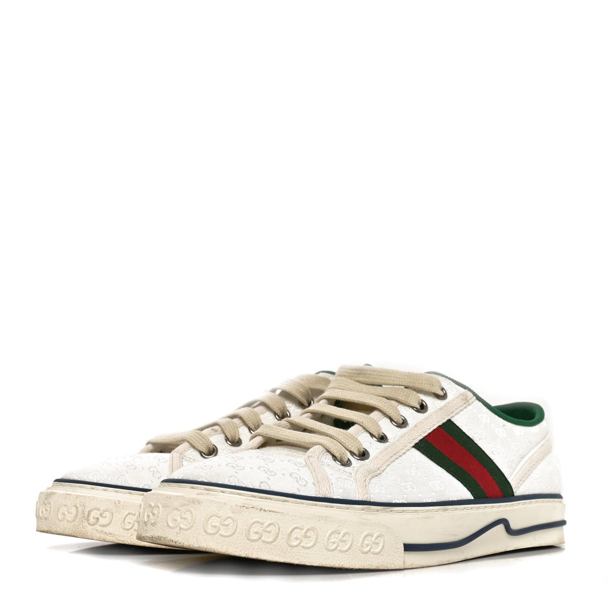 Jacquard Mini GG Monogram Web Womens 1977 Tennis Sneakers 40.5 White