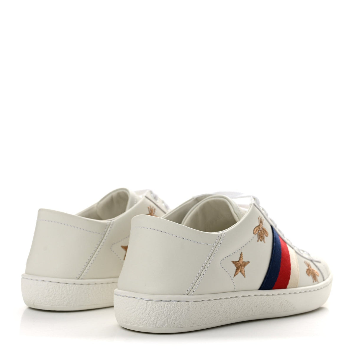 Calfskin Bee Star Embroidered Sylvie Web Ace Sneakers 35 White