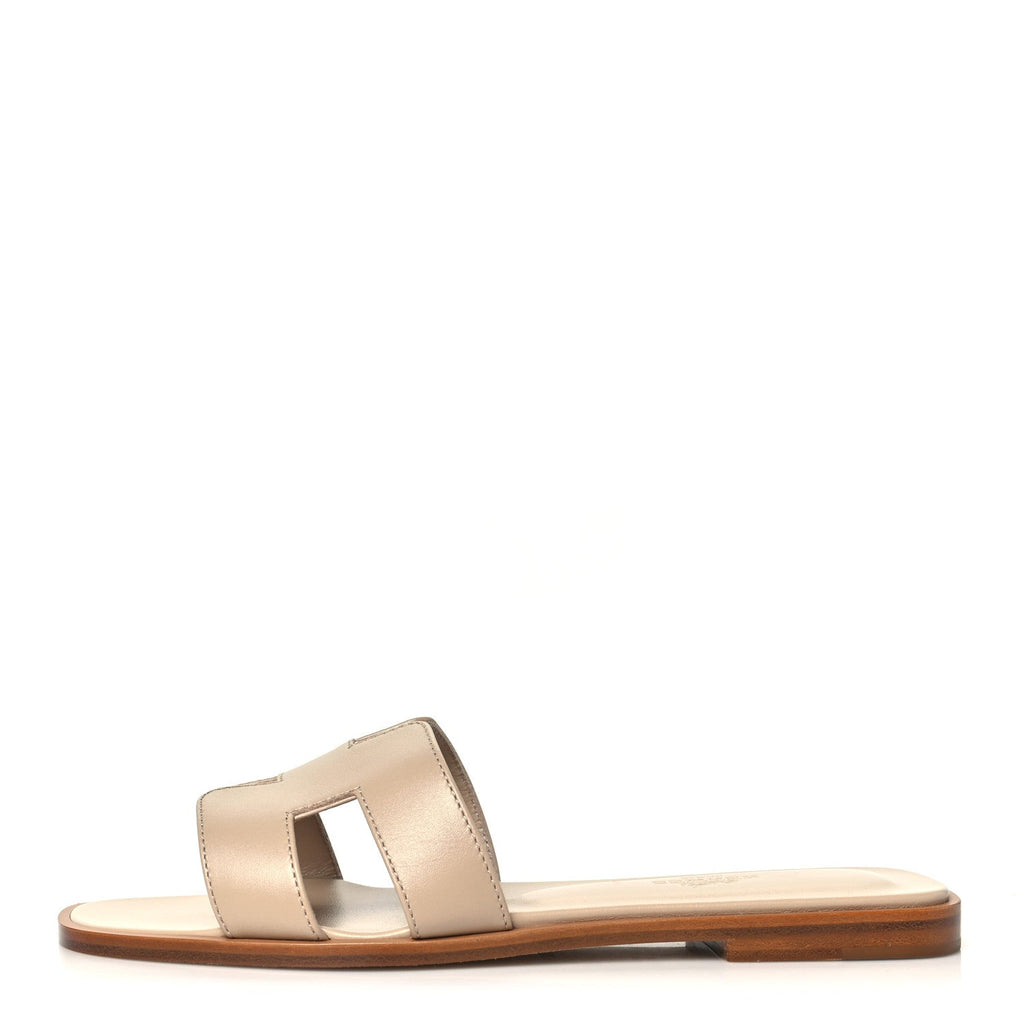 Box Calfskin Oran Sandals 37.5 Beige Nude