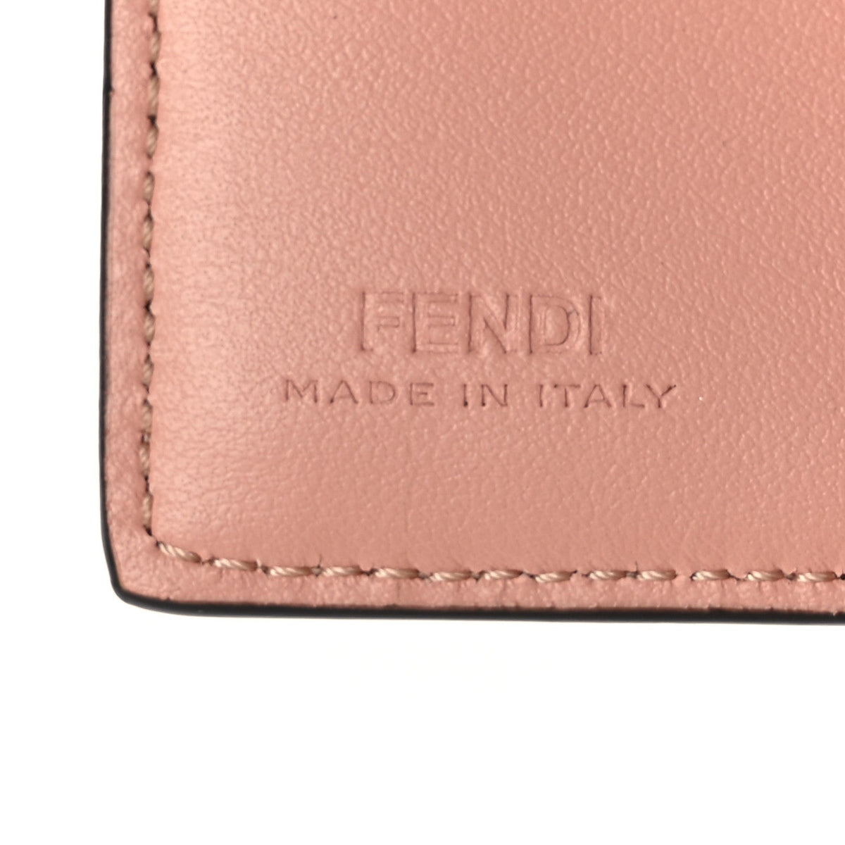 Vitello Kyoto Metal Fendi Roma Logo Micro Trifold Wallet with Chain Light Rose