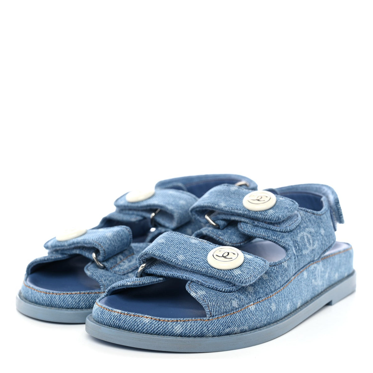 Printed Denim CC Dad Sandals 36 Light Blue