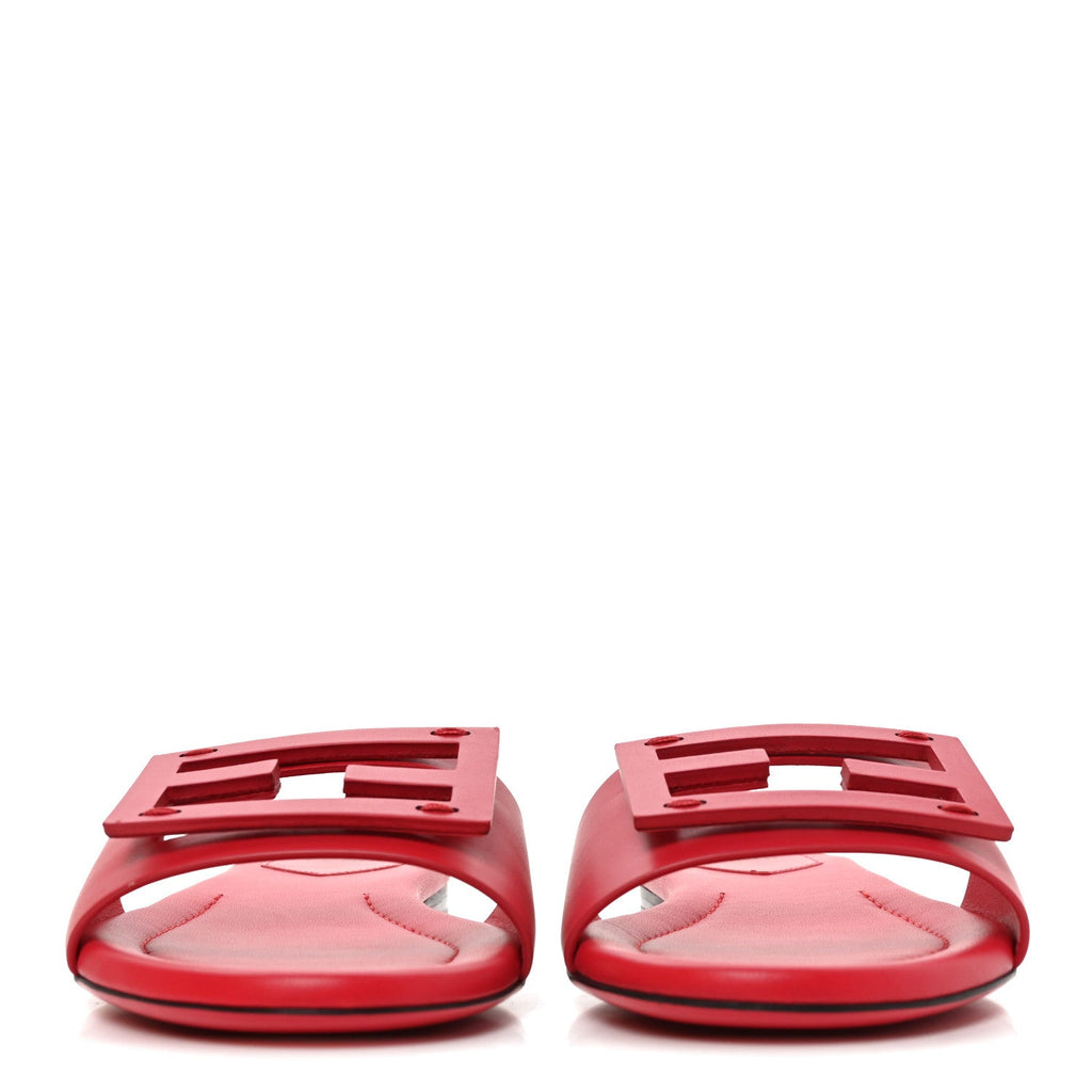 Vitello Cuoio Baguette Flat Slide Sandals 38.5 Pink Dalia