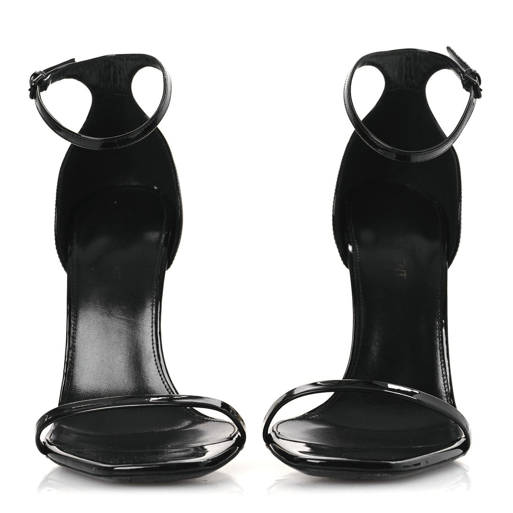 Patent Calfskin Opyum 110 Sandals 40.5 Black Gold