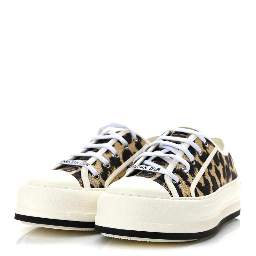 Cotton Mizza Embroidered Walk'N'Dior Low Top Sneakers 39 Beige