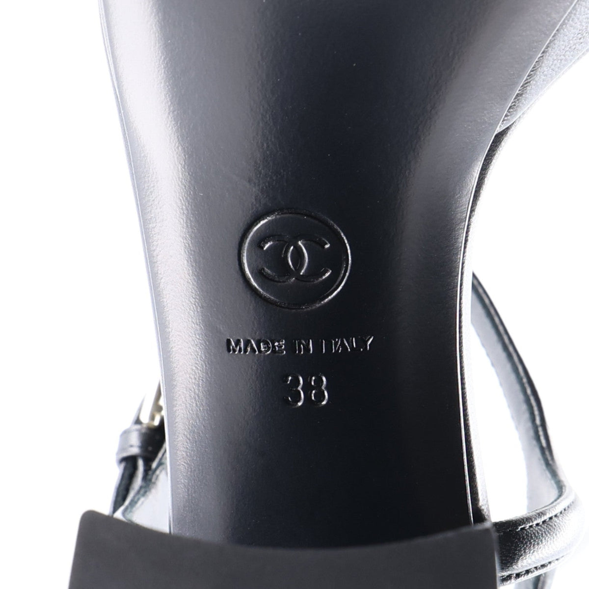 Lambskin Logo Platform Sandals 38 Black