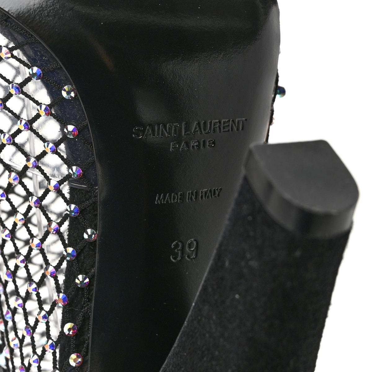 Mesh Crystal 68 Knee High Boots 39 Black