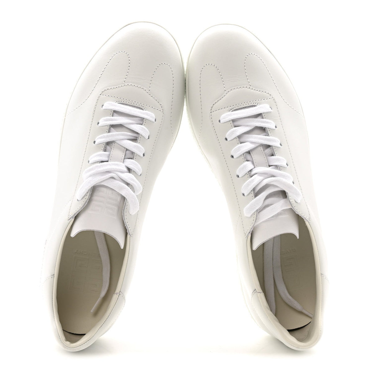 Calfskin Logo Debossed Town Sneakers 43 White