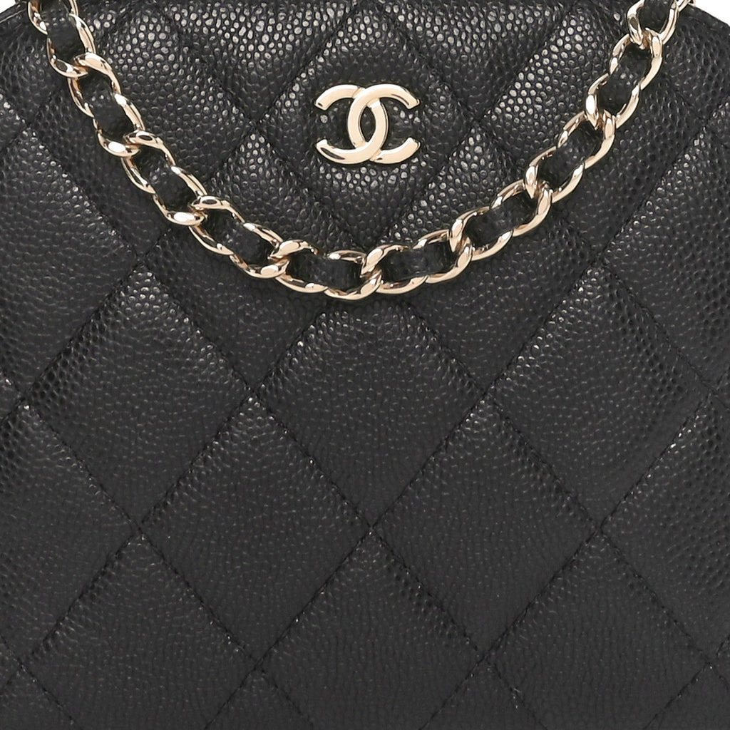 Caviar Quilted Mini Classic Clutch With Chain Black