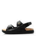 Calfskin 4G Strap Flat Sandals 37 Black