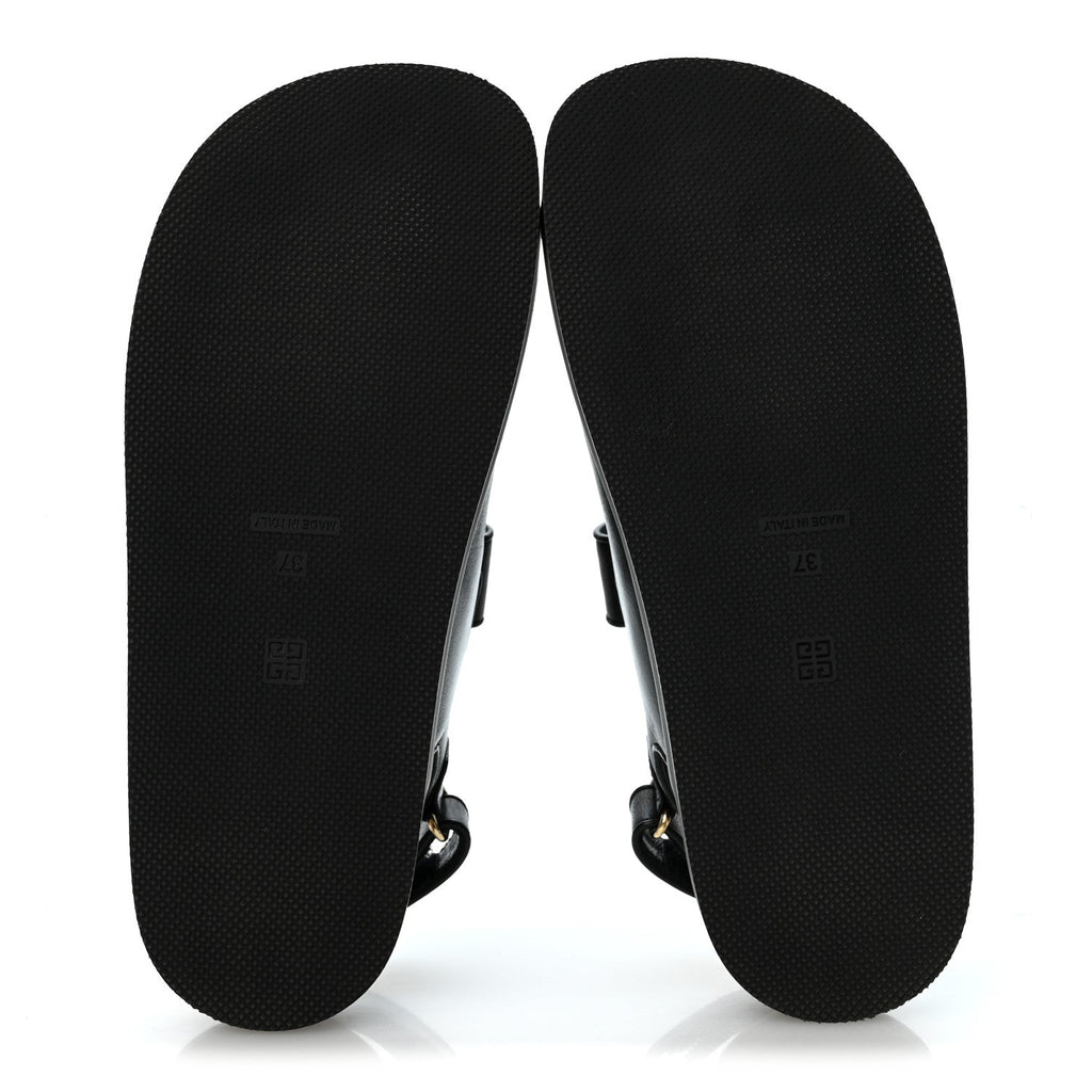 Calfskin 4G Strap Flat Sandals 37 Black
