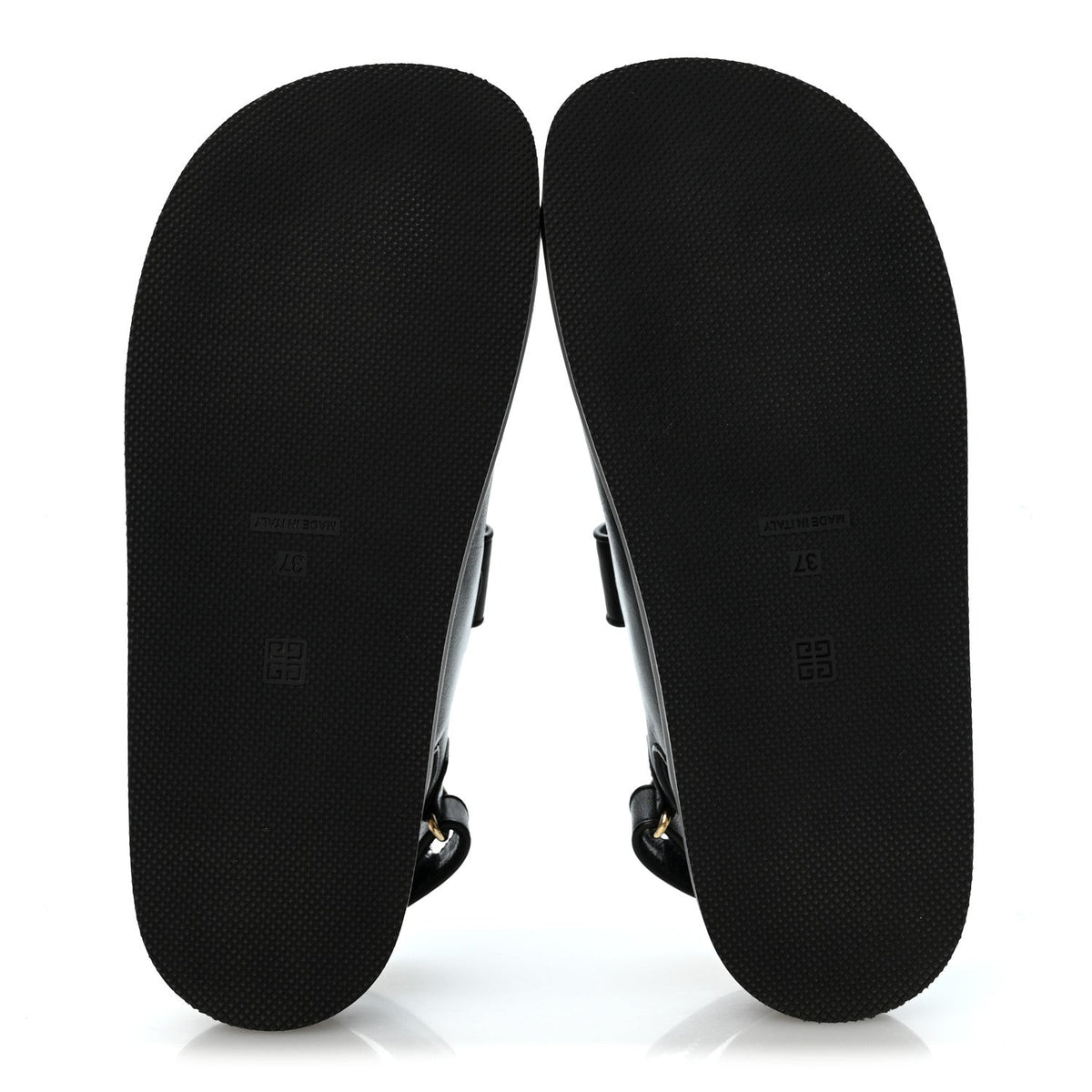 Calfskin 4G Strap Flat Sandals 37 Black