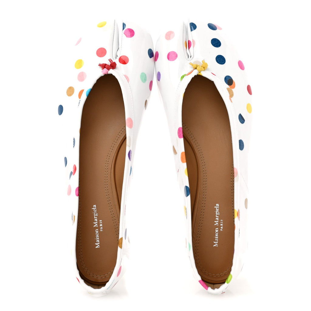 Coated Canvas Confetti Printed Tabi New Ballerina Flats 39 White Multicolor