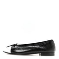 Crumpled Shiny Lambskin Cap Toe CC Ballerina Flats 38 Black White