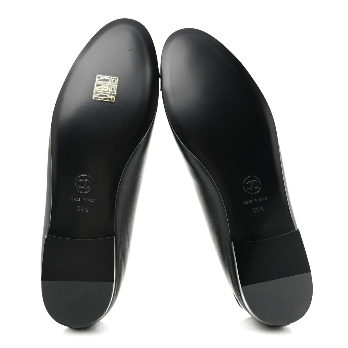 Lambskin Patent Cap Toe Ballerina Flats 39.5 Black