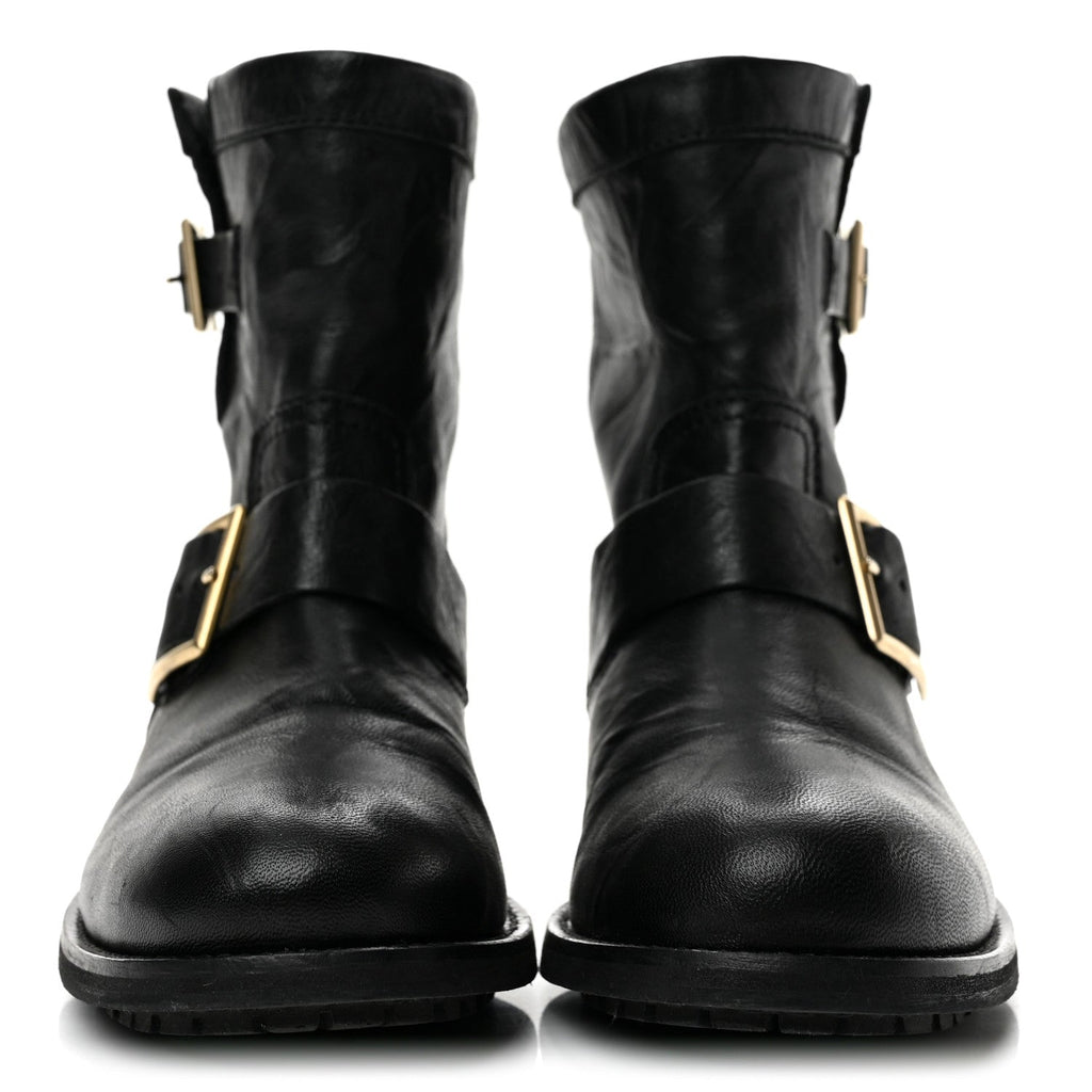 Biker Lambskin Youth Biker Boots 35 Black