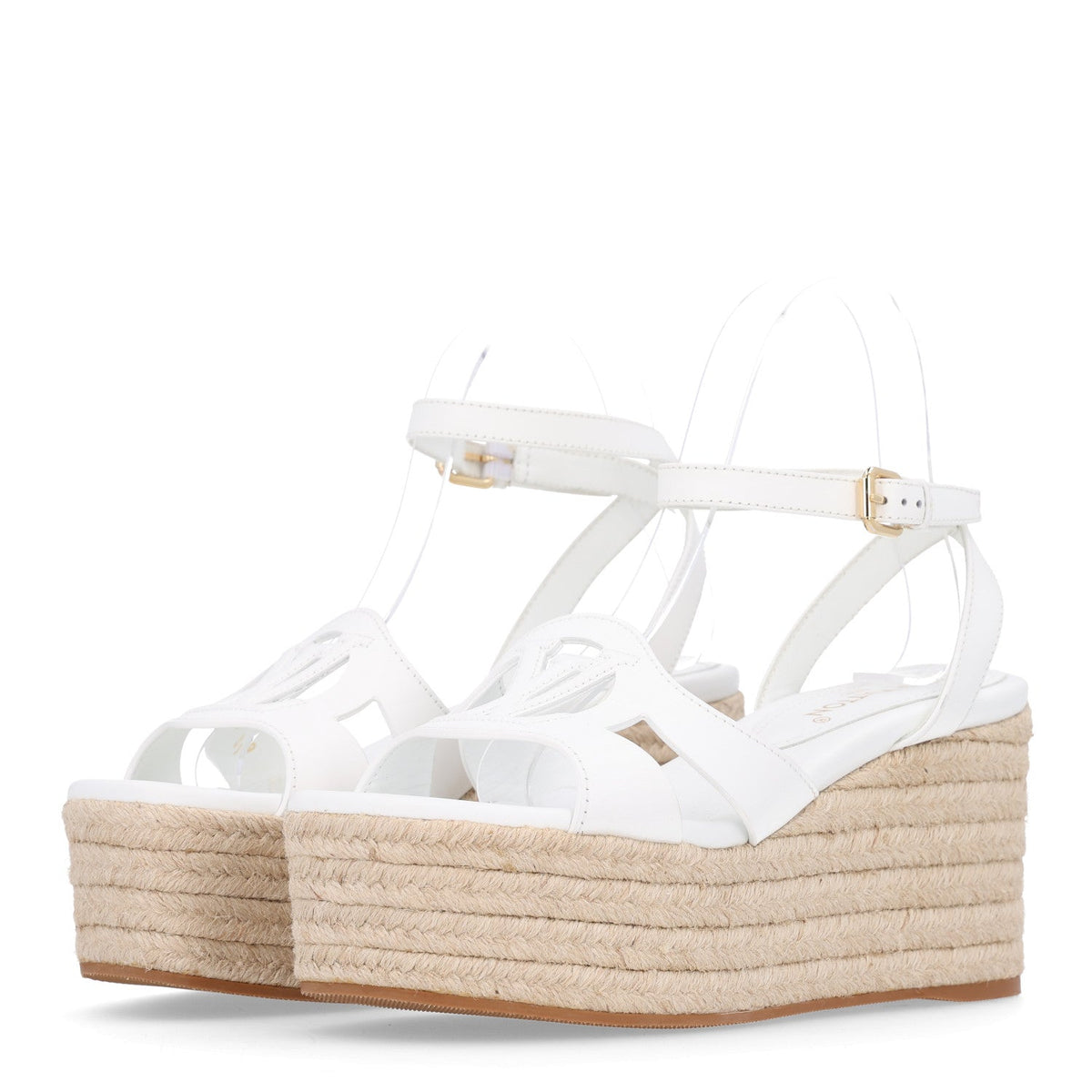 Calfskin LV Isola Espadrille Wedge Sandals 39 White