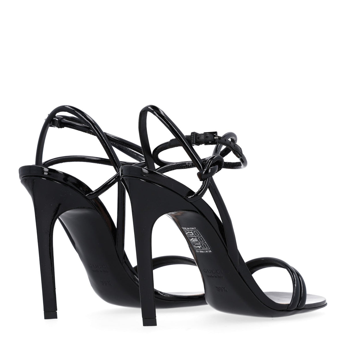 Patent Lambskin Walma 105 Sandals 39.5 Black