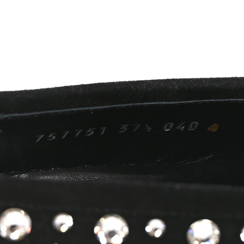 Kid Scamosciato Crystal GG Monogram Jordaan Loafer 37.5 Black