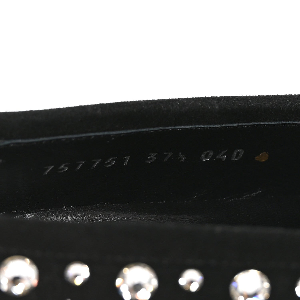 Kid Scamosciato Crystal GG Monogram Jordaan Loafer 37.5 Black
