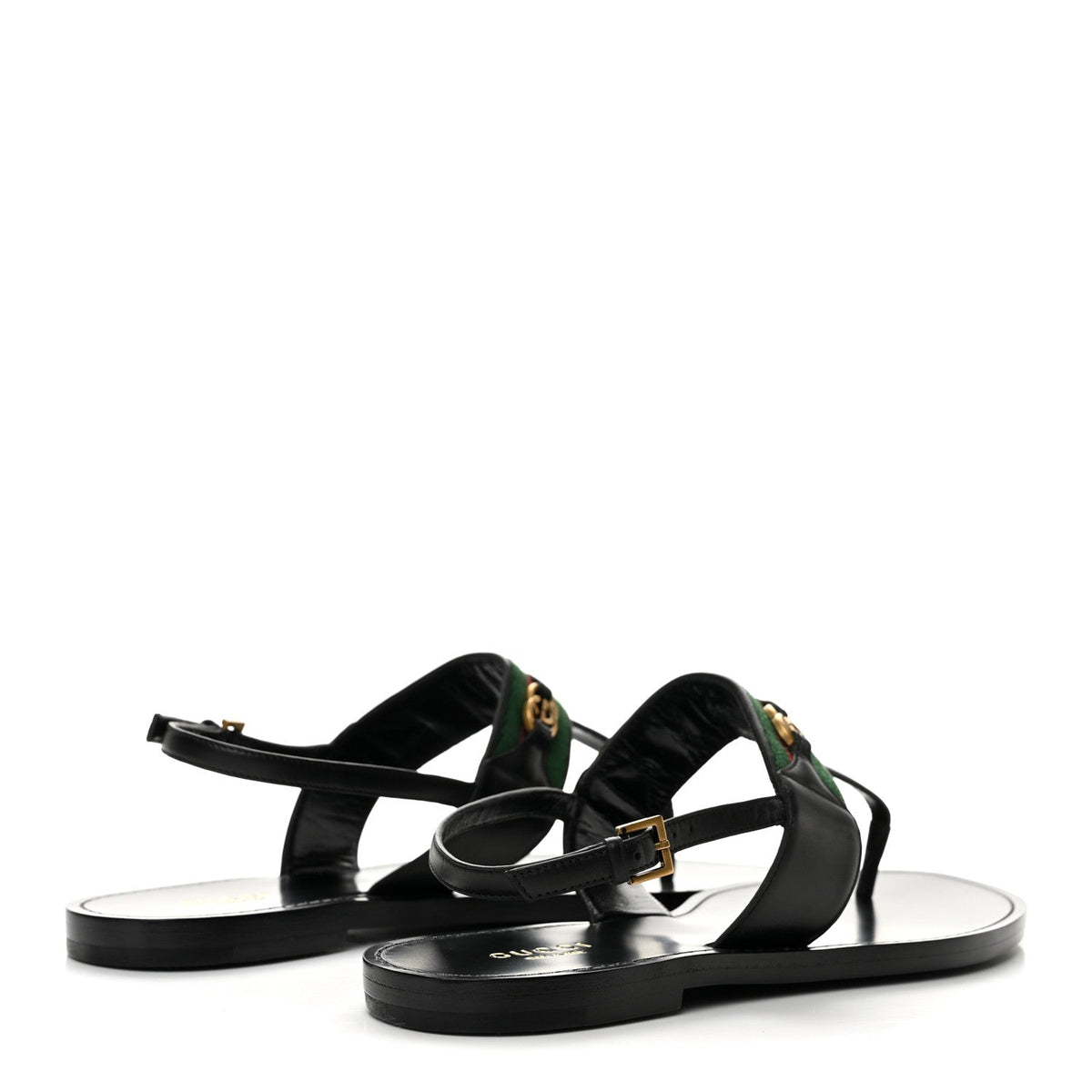Jakarta Lifford Calfskin Web Interlocking G Thong Sandals 37.5 Black
