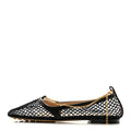 Mesh Nappa Chunky Chain Stretch Ballerina Flats 36 Black