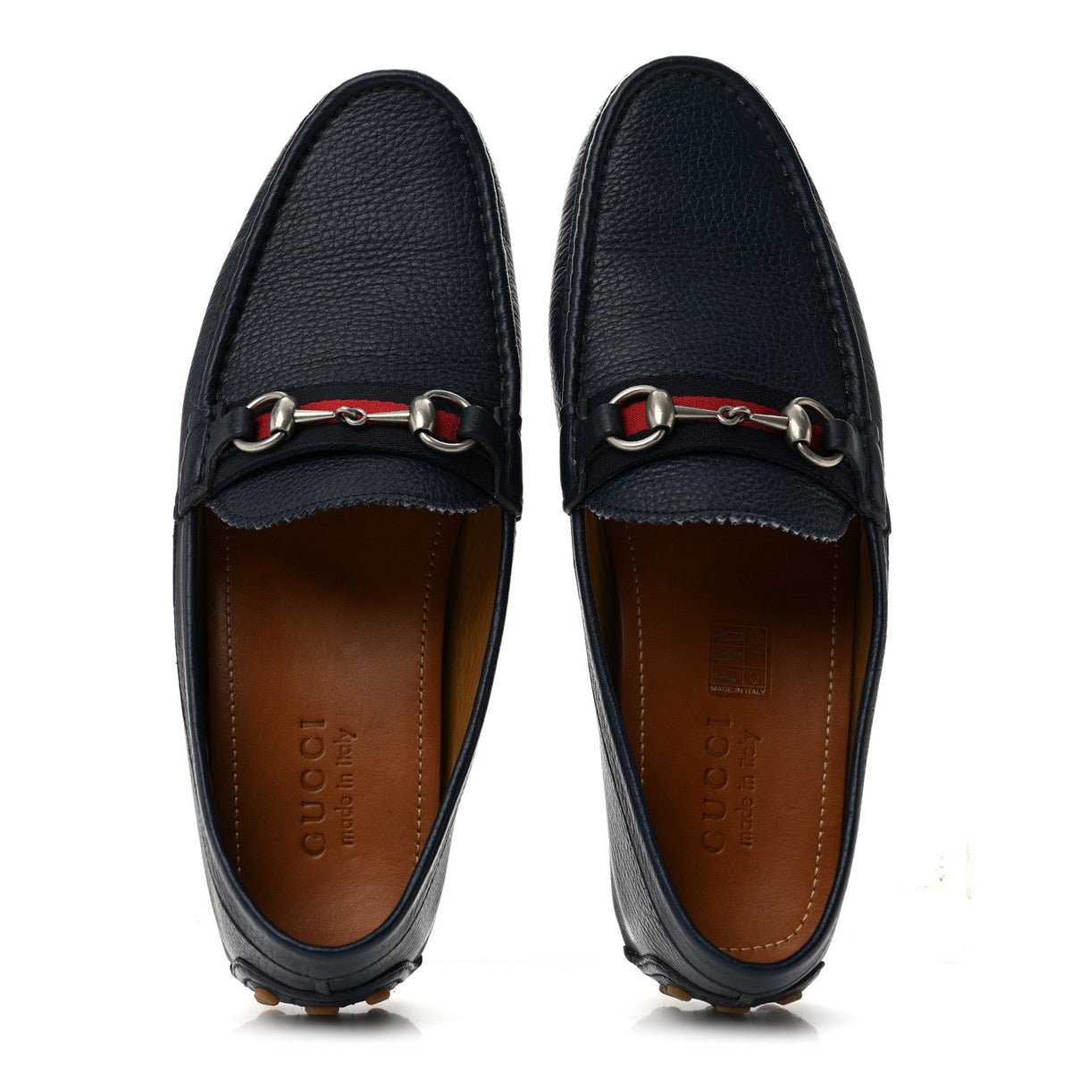 Road Calfskin Web Mens Horsebit Driver Loafers 9 Maritime